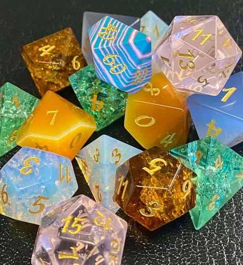 Stone Shape- Unique Gemstone and Glass Dice Sets and Singles! See Images and Listing For Current Offerings