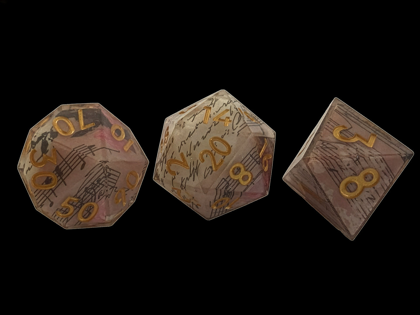 Bard’s Prelude - Sharp Edge RPG Dice Set – Music Score & Script Polyhedral Dice