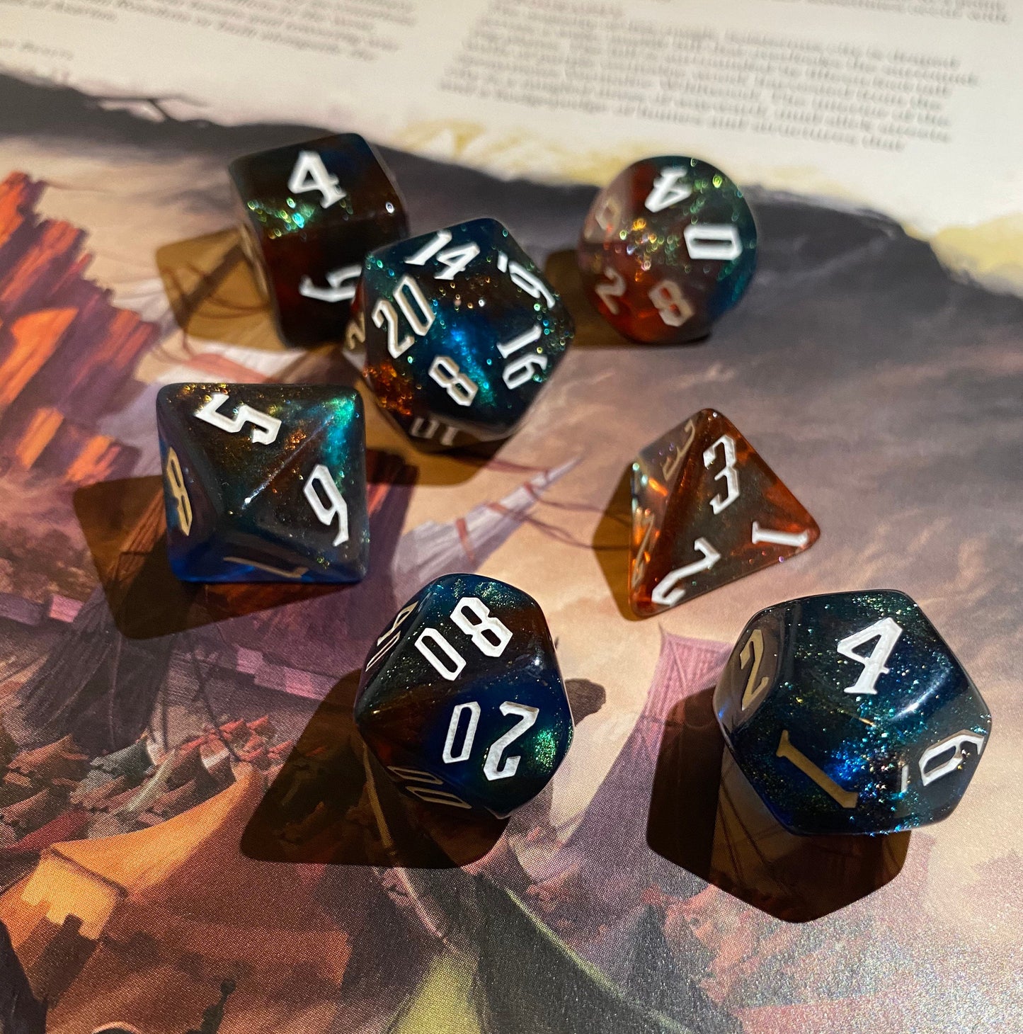 True Seeing - Tri-Color Acrylic Shimmering Glitter Set - Blended Blue/Red/Gray - White or Gold Ink- D&D, TTRPGs