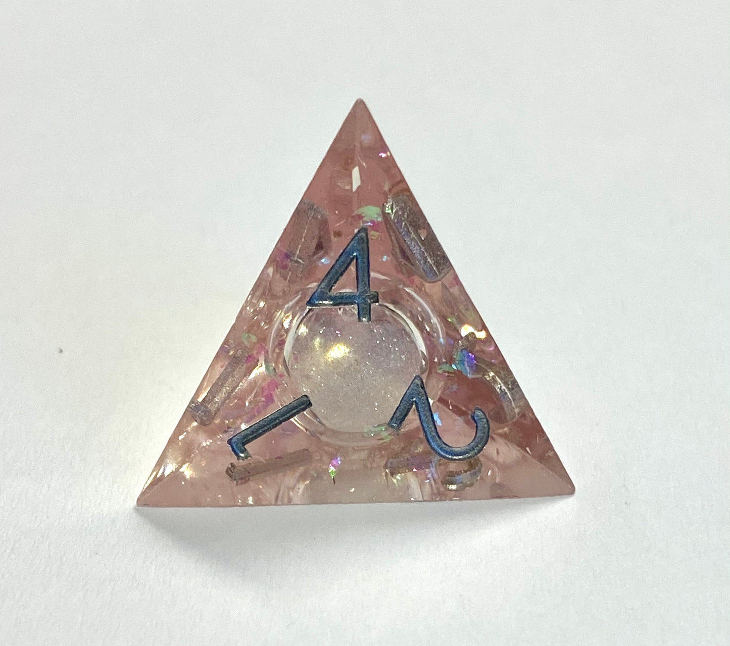 Celestial- Pink Translucent Liquid Core Dice- Shimmering Glitter Core