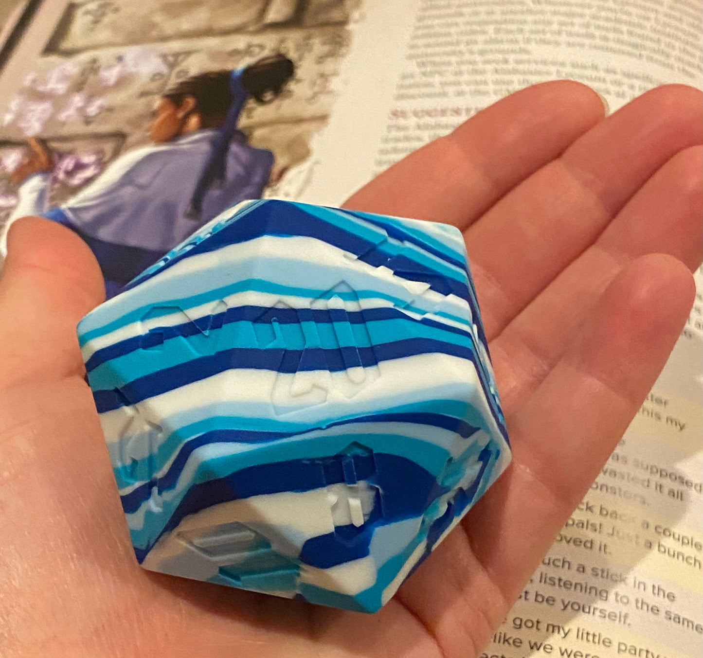 Resilient Sphere - Brightly Striped Silicone Chonk D20s! Very Bouncy, Slightly Squishy, With Molded Readable Numbers- 55mm- DnD TTRPGs