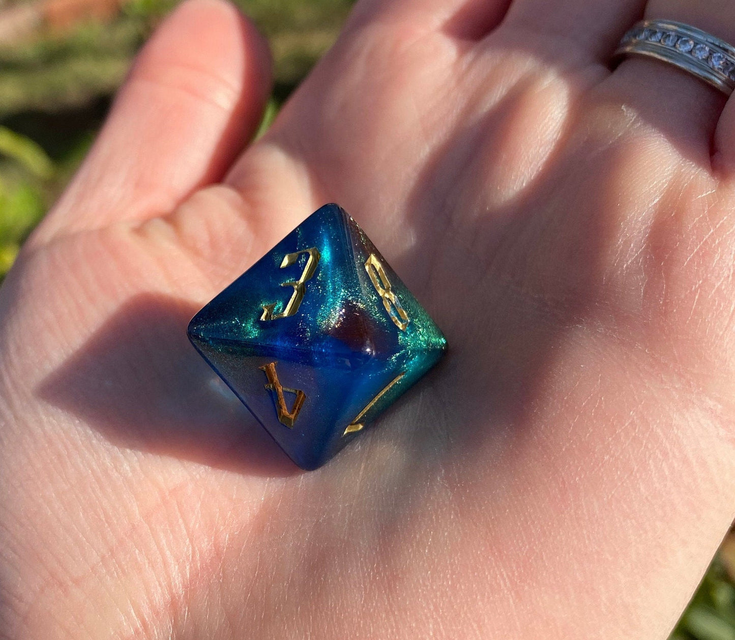 True Seeing - Tri-Color Acrylic Shimmering Glitter Set - Blended Blue/Red/Gray - White or Gold Ink- D&D, TTRPGs